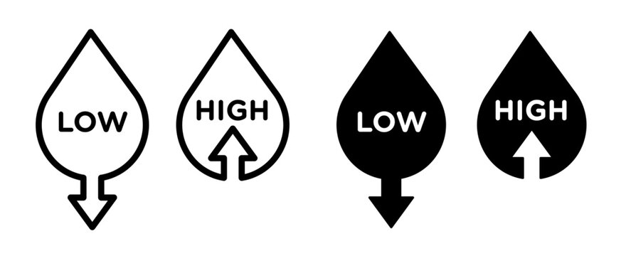 Low and high cholesterol icon flat outline in black