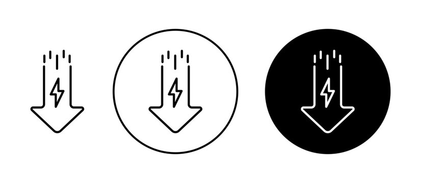 Low electricity consumption icon flat outline in black