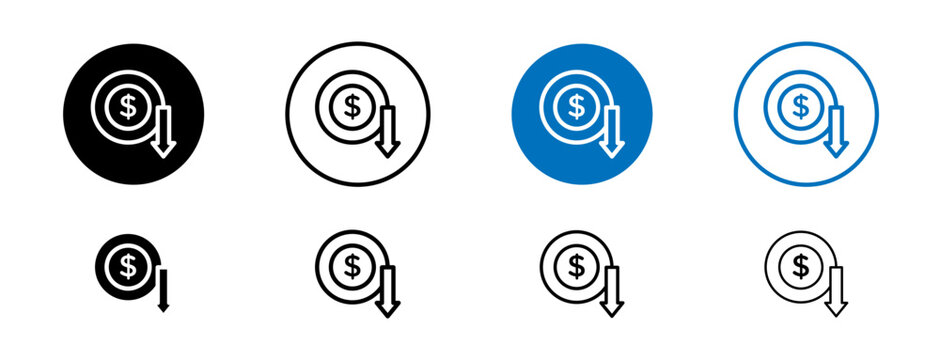 Lower cost icon flat outline in black