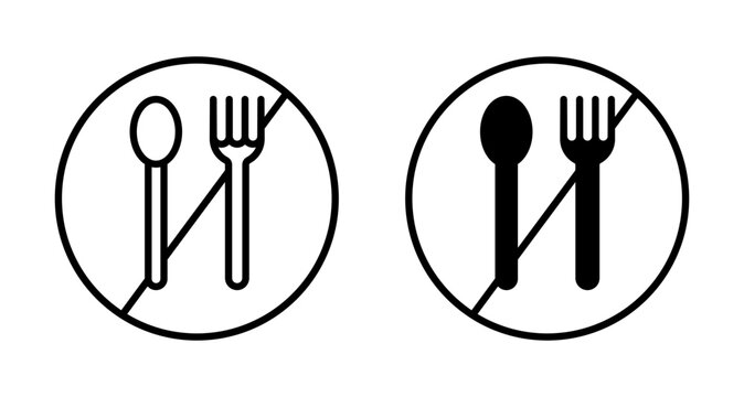 No eating icon flat outline in black
