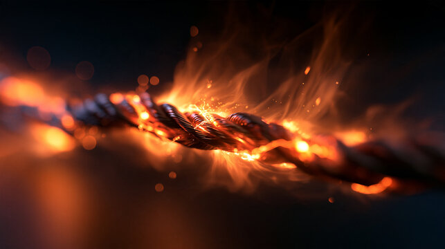 Burning Rope Under Tension Representing Stress and Burnout