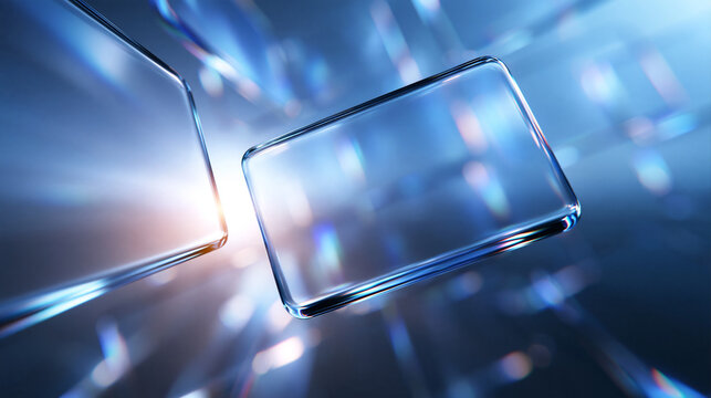 Transparent Glass Display Panels Floating in Futuristic Space