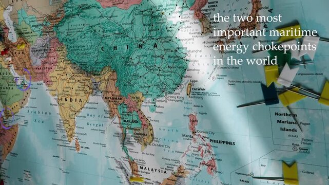 Two most important Strait. Oil Passways. Chokepoints. Hormuz. 4k video
