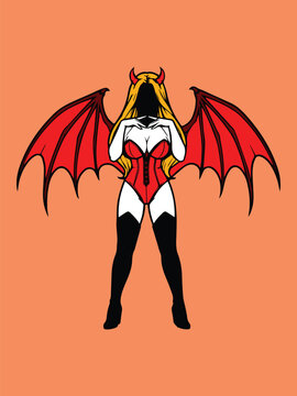 Winged She-Devil &ndash; Dark Fantasy Illustration Artwork Design Template Poster