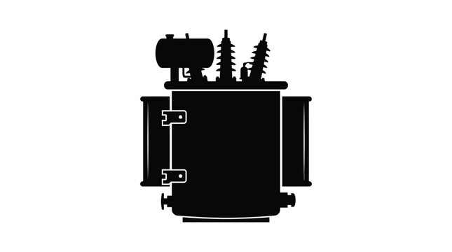 Electrical transformer silhouette against a white background detailed industrial equipment