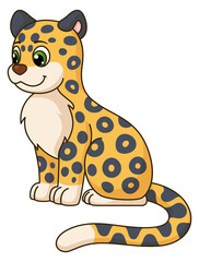 Cartoon leopard. Funny cheetah character. Baby jaguar © LadadikArt