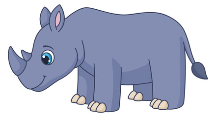 Rhinoceros character. Cute cartoon savannah wild animal © LadadikArt
