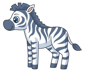Fototapeta premium Cartoon zebra. Funny african animal. Wild character