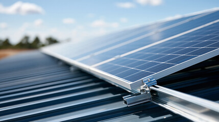 Fototapeta premium Commercial warehouse roof during solar p 1
