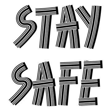 Stay safe text png health word concentric font typography hand drawn