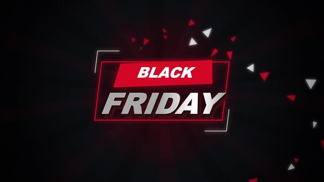 Black Friday Sale Dynamic Motion Graphics Animation with Red Particles and Modern Typographic Styl