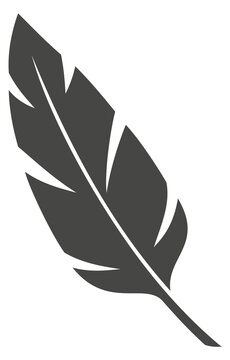 Black feather symbol. Bird lightweight quill icon