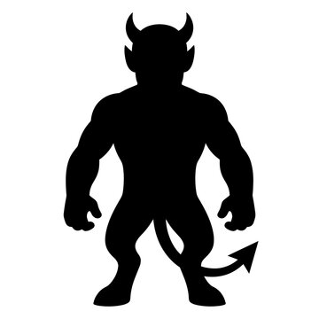 Halloween devil silhouette with horns and tail vector editable eps