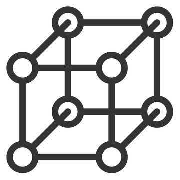 Chemical structure icon. Black line scientific logo