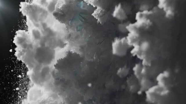 Abstract macro view of a frozen winter formation revealing icy crystals and sparkling snowflakes