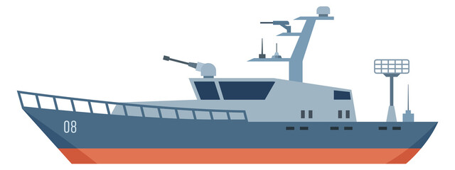 Obraz premium Battleship icon. War navy transport. Army ship