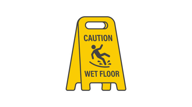 Caution Wet Floor Sign with Falling Figure