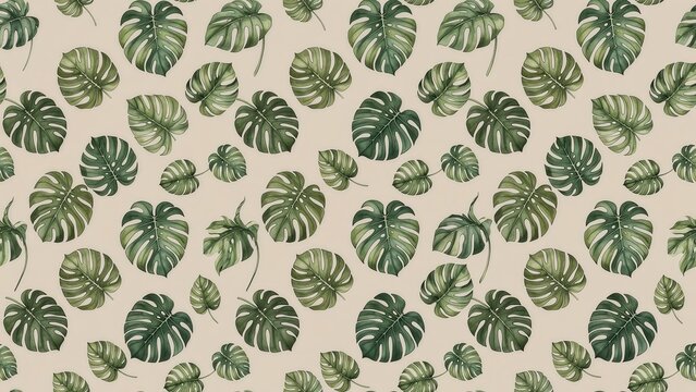 It features a Monstera leaf pattern also known as the giant pothos characterized by vibrant green leaves with natural splits and perforations.