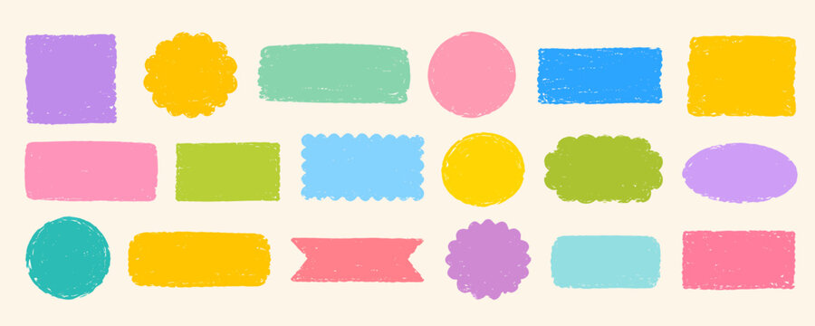 Pastel Crayon Square, Circle and Box Frame Set
