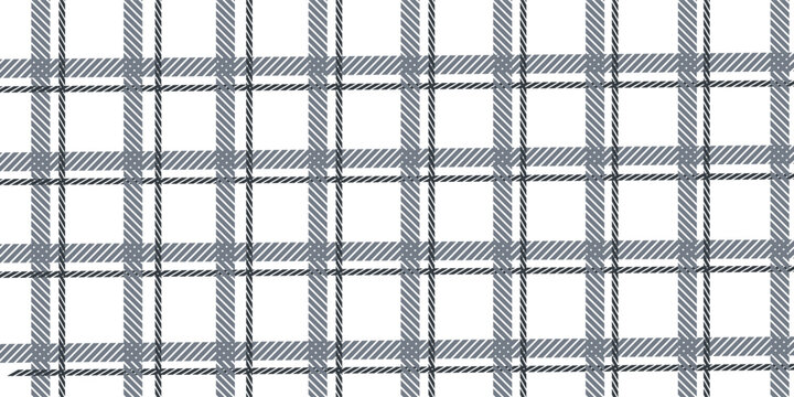 Seamless grey windowpane pattern. Checkered tartan plaid repeating background. Tattersall flannel texture print for textile or fabric. Gray check wallpaper. Vector vichy or gingham backdrop