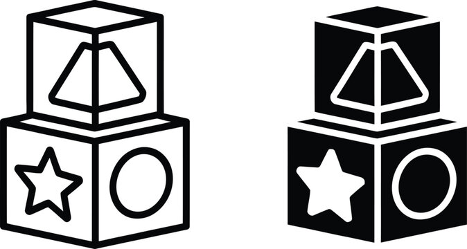 Stacking blocks with shapes vector illustration