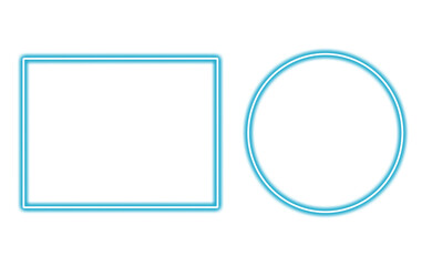 Glowing cyan rectangle and circle isolated on transparent background © israt