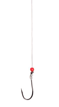 Fishing Hook and Line with Red Bead Detail