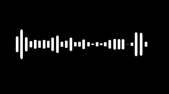 Animated audio wave icon for voice recording spectrum, sound frequency equalizer, music player equalizer bar, podcast audio waveform, volume signal, acoustic rhythm and radio station loop animation.