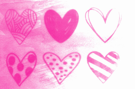 Pink hearts for Valentine's day isolated on white.