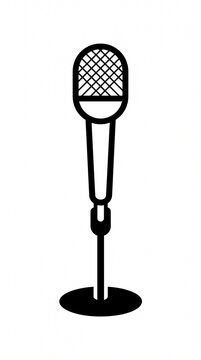 Modern microphone flat vector icon representing audio recording, podcasting, broadcasting, communication, music, and content creation.