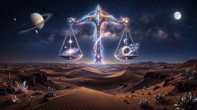 A celestial representation of the Libra zodiac sign envisioned 