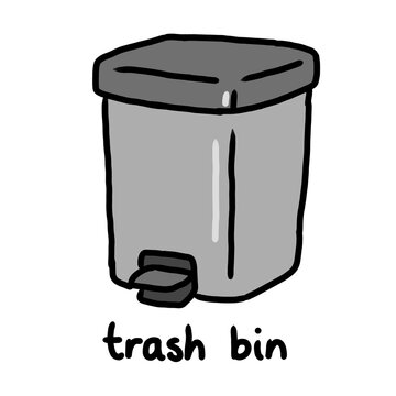 Hand Drawn Gray Trash Bin Illustration