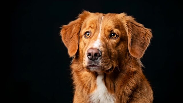 nova scotia duck tolling retriever close up isolated on black background video