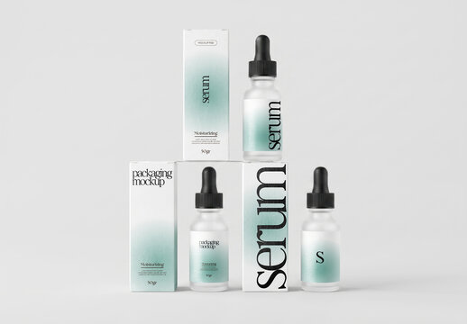 Serum Bottle and Box Mockup