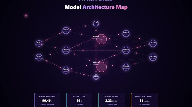 AI Neural Network Model Architecture Diagram Motion Graphic 4K