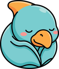 Cute Kawaii Teal Pterodactyl Sticker with Folded Wings and Blush © abid04