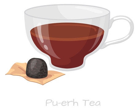Pu-erh tea illustration. Traditional chinese hot drink