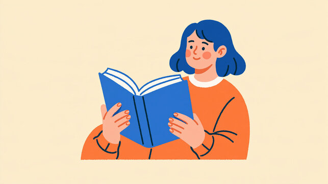 Reading and education concept hands holding a closed textbook with a blue cover learning gesture bright clean minimal background soft blue color palette education icons book learning