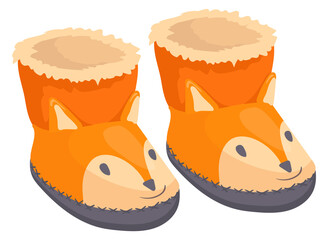 Fototapeta premium Warm fox face cute slippers cartoon icon