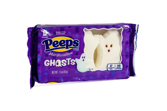 Peeps marshmallow ghosts packaged for Halloween celebration