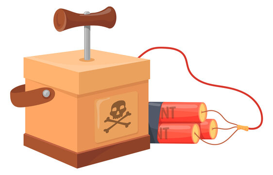 Tnt pile with explosive detonator cartoon icon