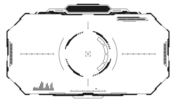 Hud screen with aim crosshair. Scifi game interface