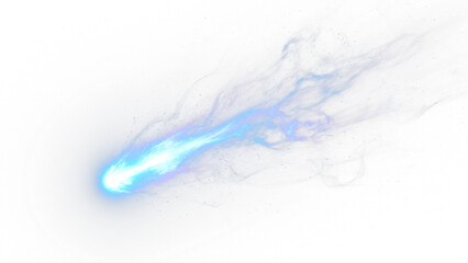 Bright blue energy comet streak with smoky trail isolated on transparent © MST Stock Lab