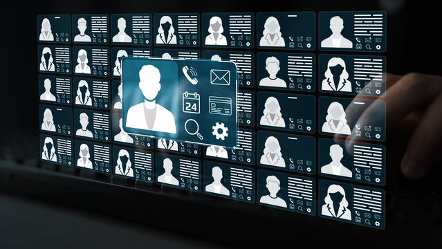 Digital interface with multiple user profiles and intricate data displays showcasing technology in modern communication and information management. Entropy.
