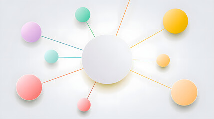 Fototapeta premium A conceptual mind map infographic featuring a central empty node with brightly colored connected circles