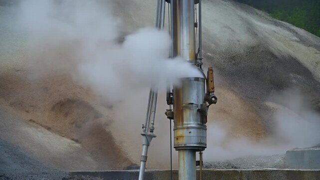 Steam escaping a geothermal drill head