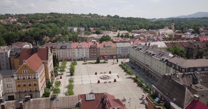 Main Square and City Hall Cesky Tesin, town on the border of Poland and the Czech Republic
