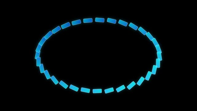 Glowing blue rectangular segments arranged in a circular oval shape