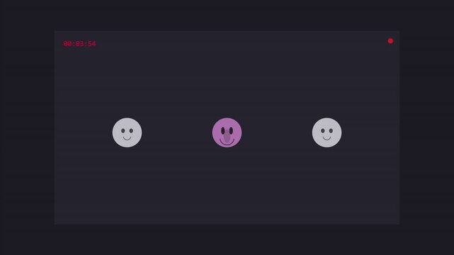 Interactive interface with smiling smiley faces highlighting selection