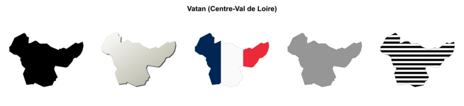 Vatan (Centre-Val de Loire) blank outline map set